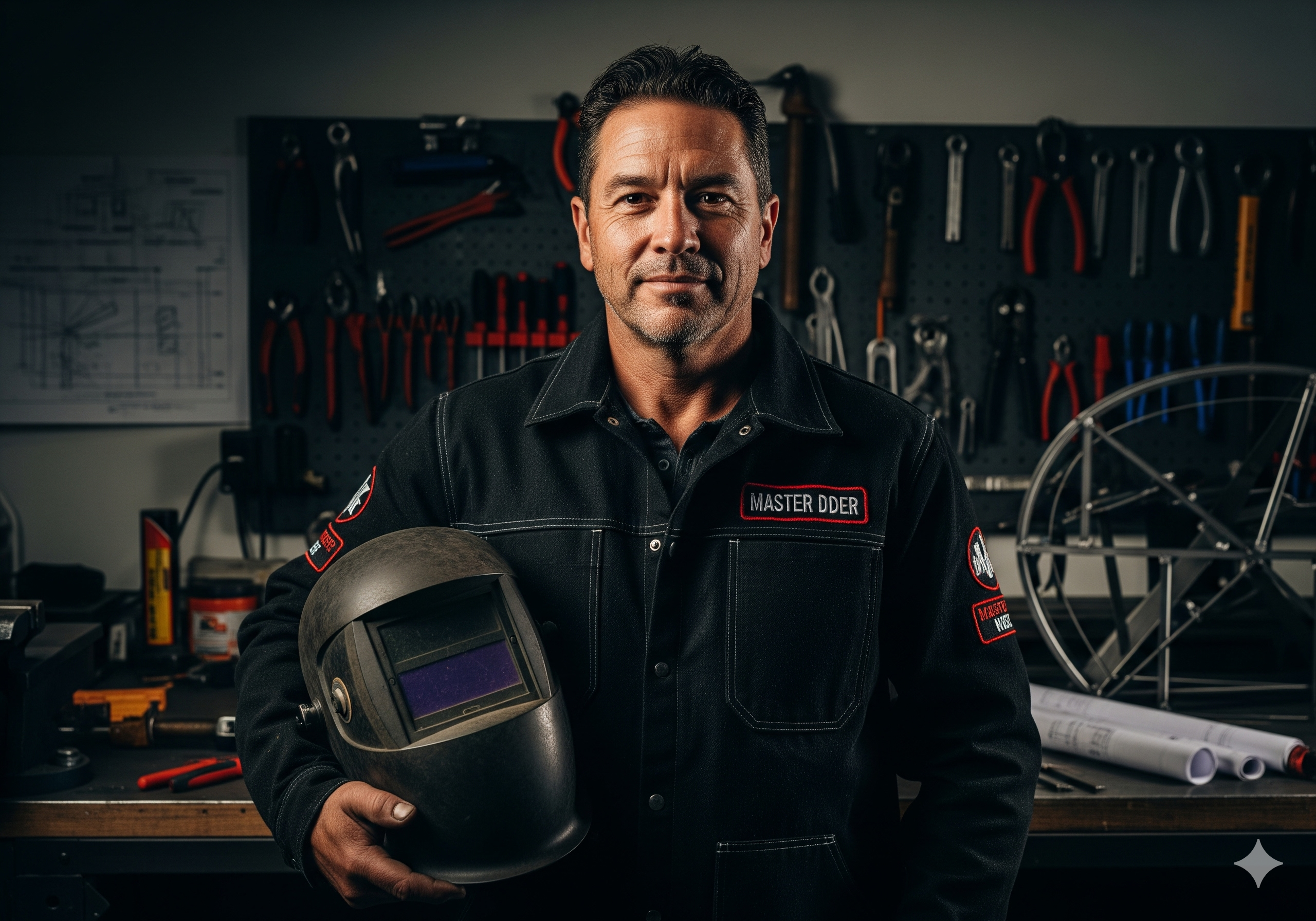 Professional portrait of Pedro the Master Welder in Bloomington, CA