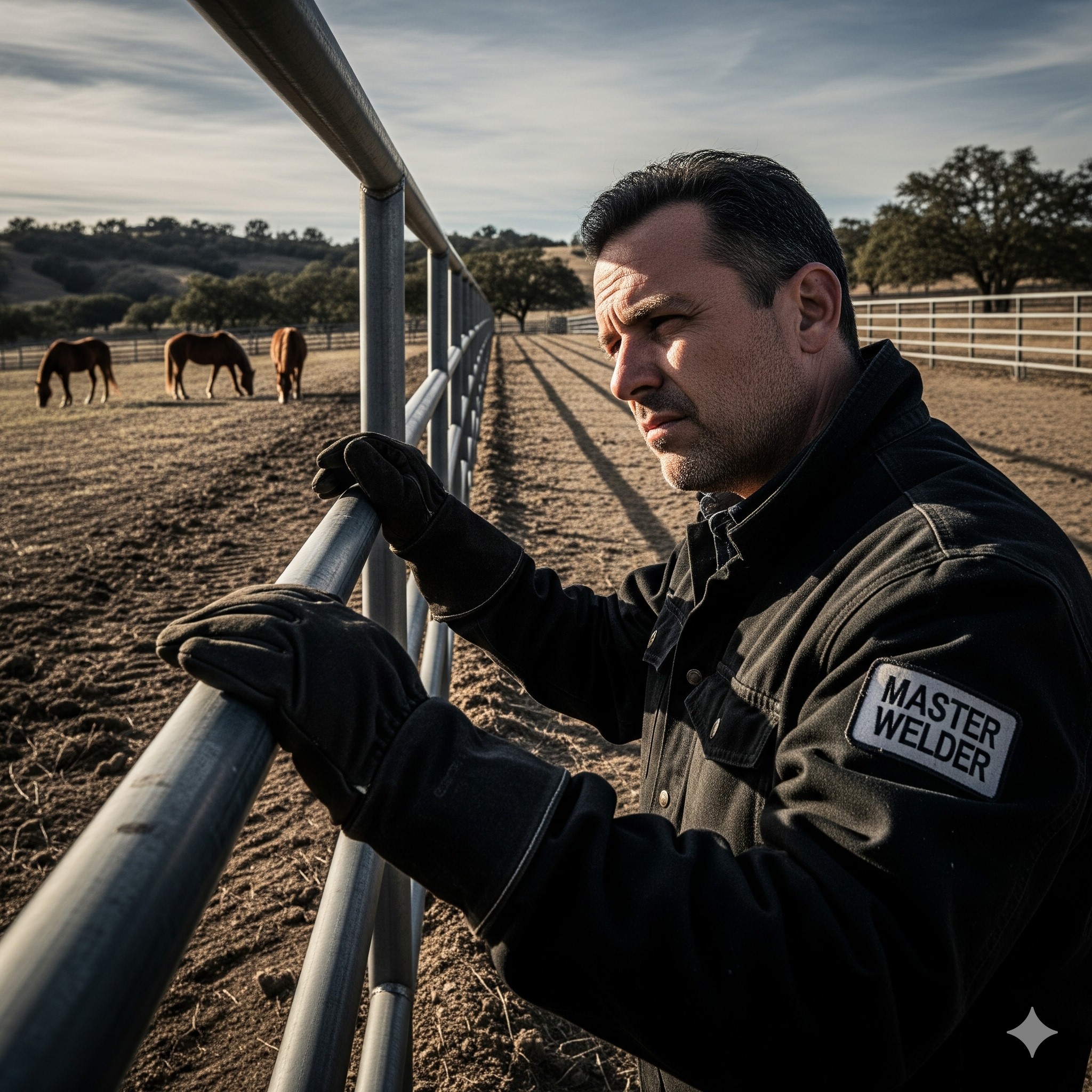 Pipe fencing on a dirt lot in Norco, CA